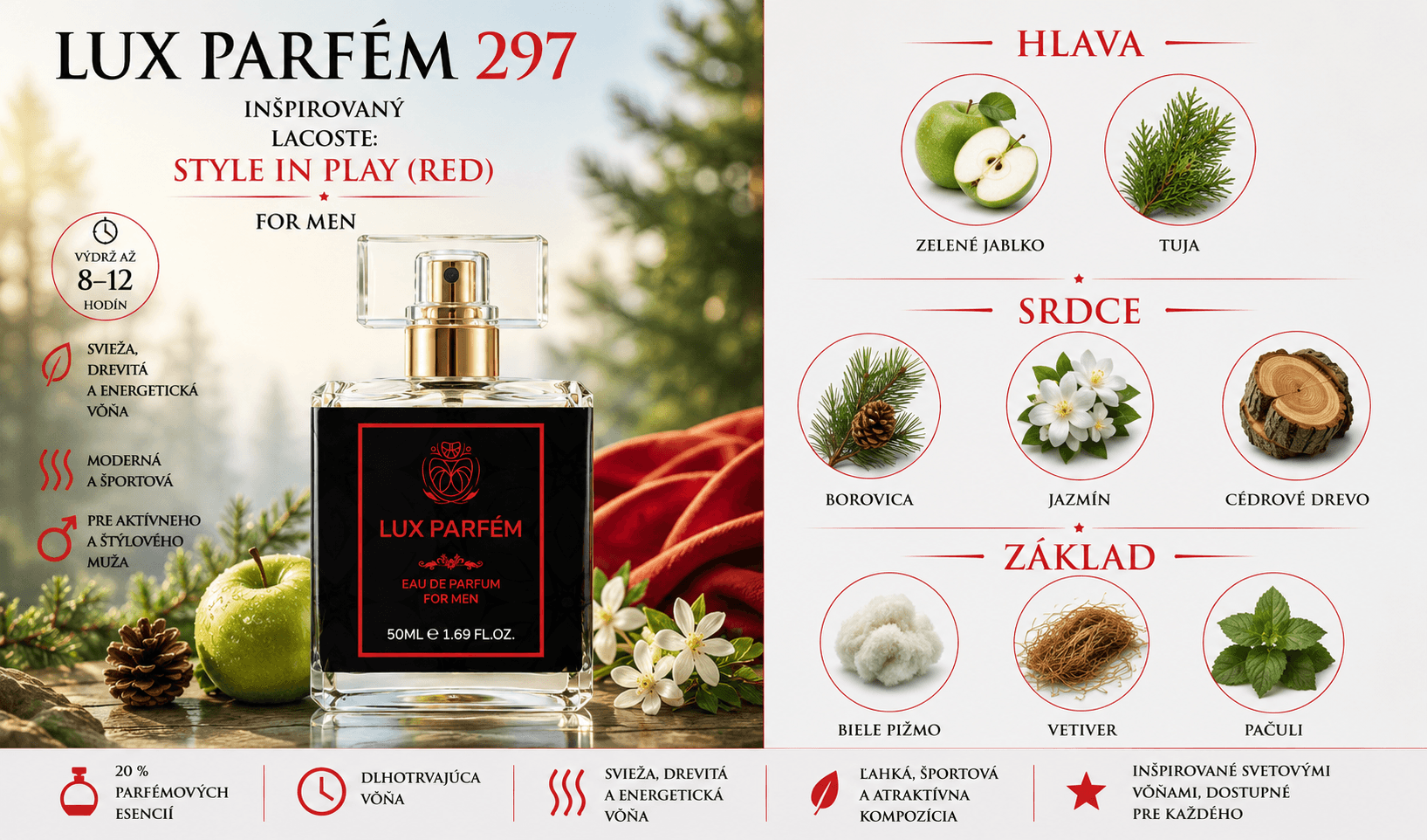 Lux Parfém 297 – Inšpirovaný Lacoste: Style In Play (Red)